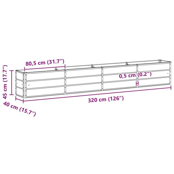 Кашпа Светлосиво 320 x 40 x 45 cm Стомана