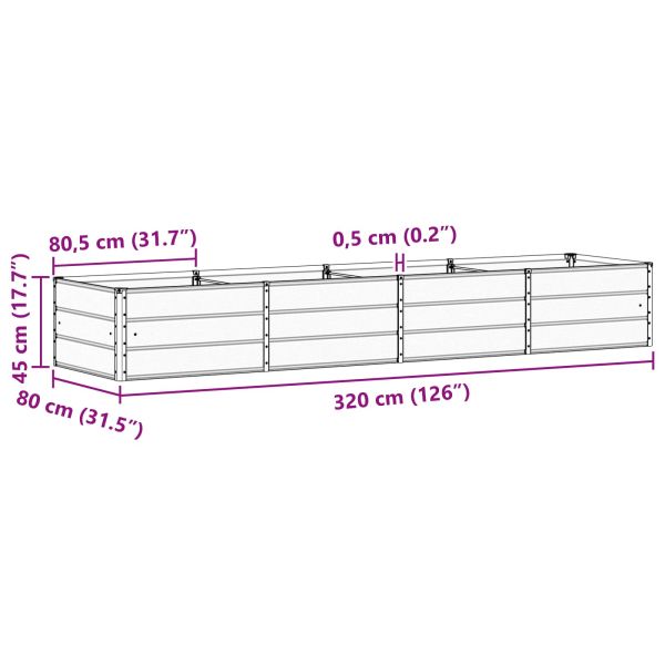 Кашпа Светлосиво 320 x 80 x 45 cm Стомана