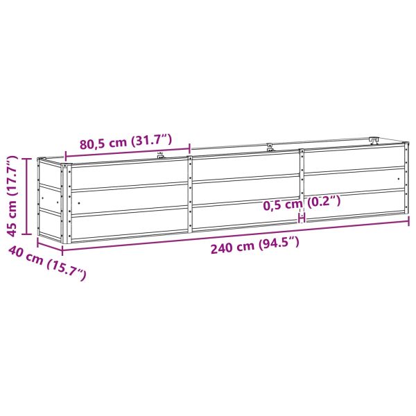 Кашпа Зелен 240 x 40 x 45 cm Стомана