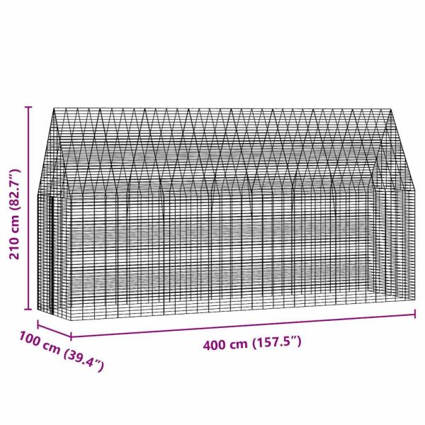 Клетка за заек Сребристо 400 x 100 x 210 см Поцинкована стомана