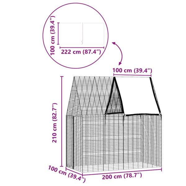 Клетка за заек Сребрист 200 x 100 x 210 см