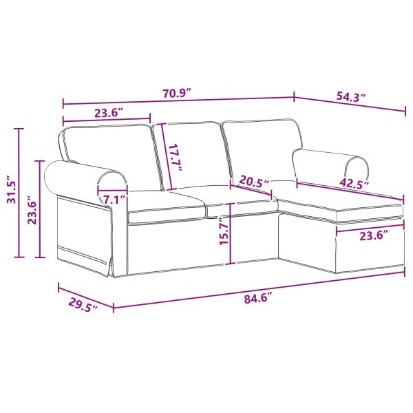 Диван Тъмен сив 215 x 138 x 80 см текстил