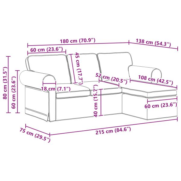 Диван Синьо 215 x 138 x 80 см текстил