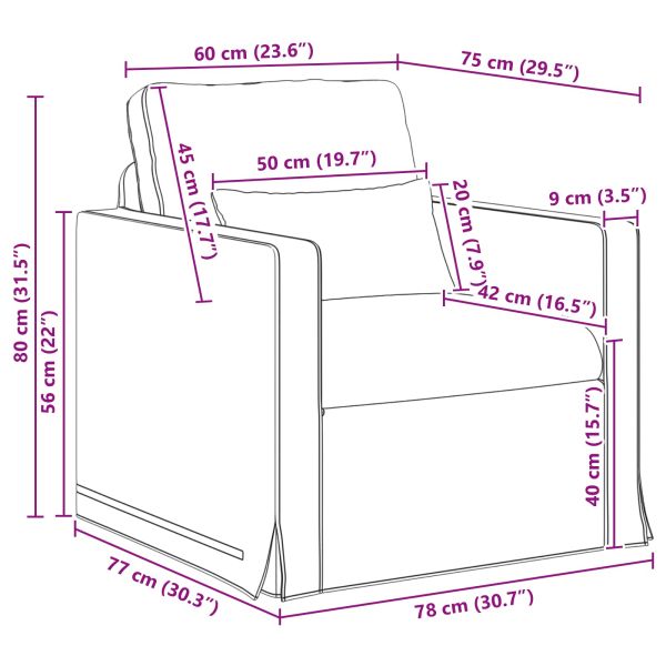 Диван Светлосиво 78 x 78 x 80 см текстил