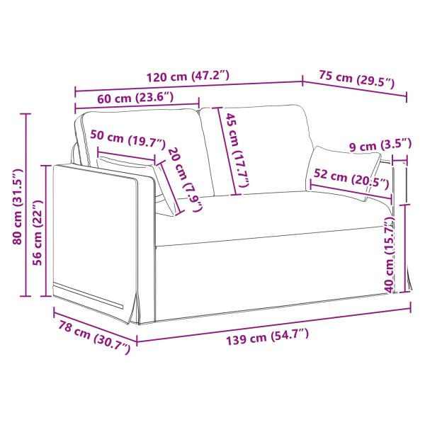 Диван Светлосиво 139 x 78 x 80 см текстил