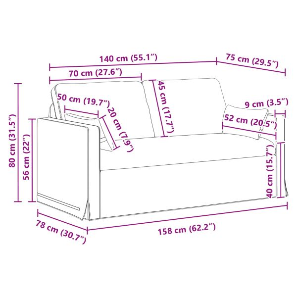 Диван Светлосиво 158 x 78 x 80 см текстил