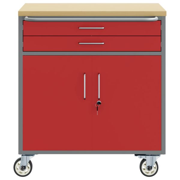 Работен кабинет с чекмедже 2 pcs Червен и сив 100 x 55 x 85 см
