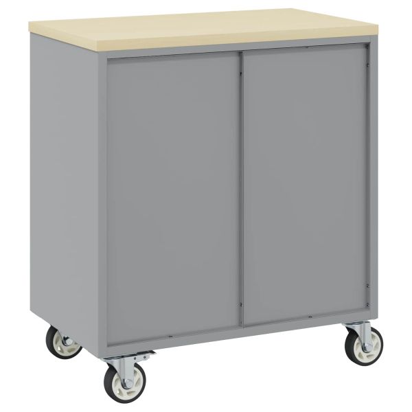 Работен кабинет с чекмедже 2 pcs Червен и сив 100 x 55 x 85 см