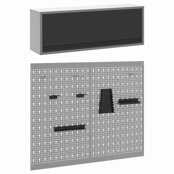 Комплект инструментален шкаф с рафт със съхранение 3 pcs Черно