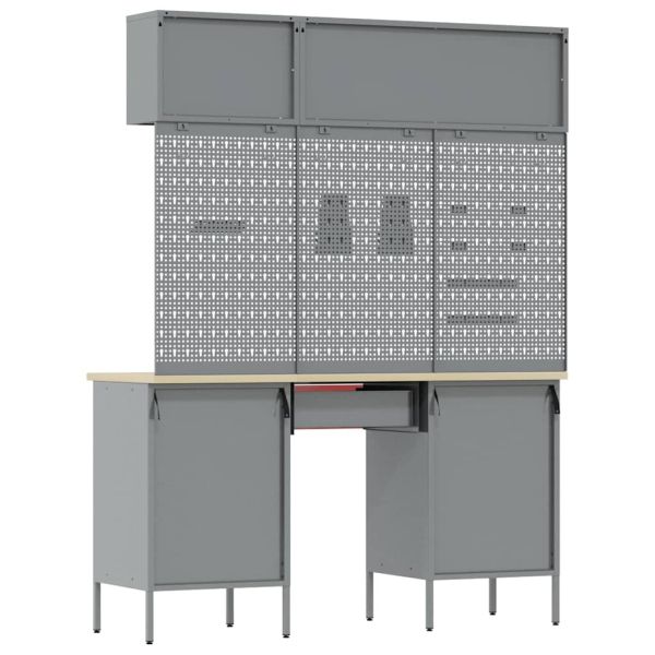 Комплект работни шкафове с чекмедже с заключване 8 pcs Червено