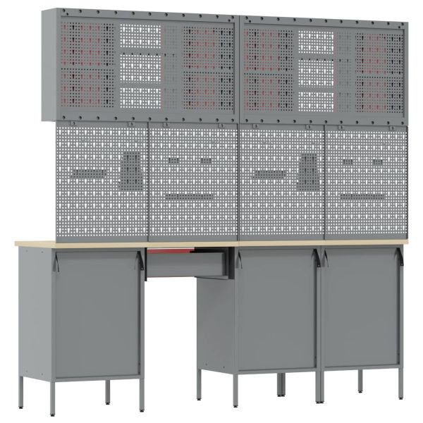 Работен кабинет 10 pcs Червено Инженерна дървесина и стомана