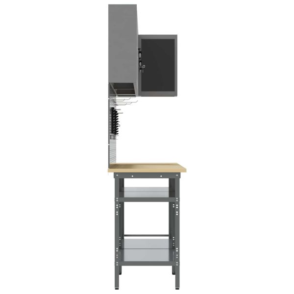 Комплект работни шкафове с рафт с заключване 10 pcs Черен и Сив