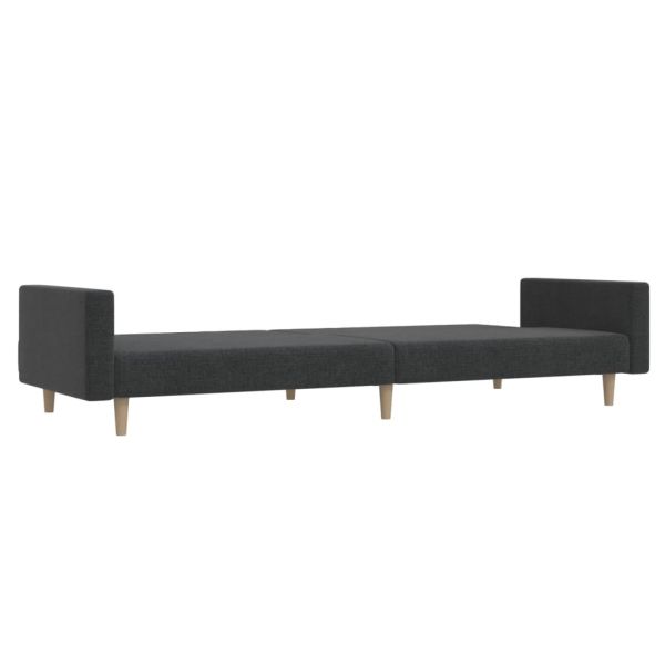 2-местно разтегателно канапе, тъмносиво, текстил