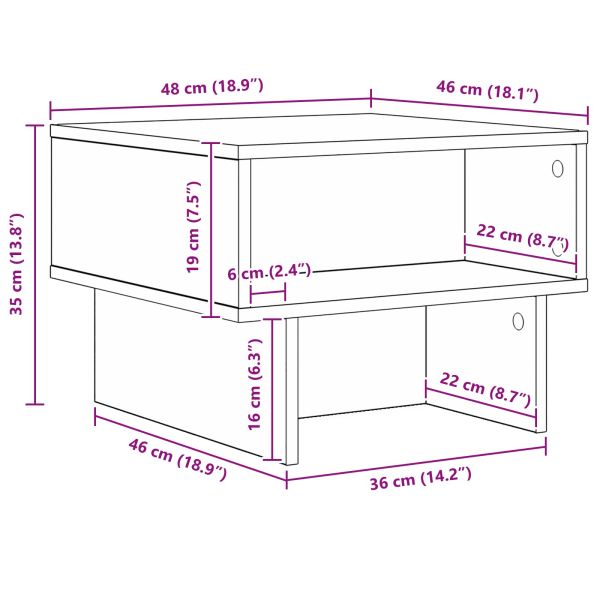 Масичка за кафе Сив Сонома 48 x 46 x 35 см Инженерно дърво