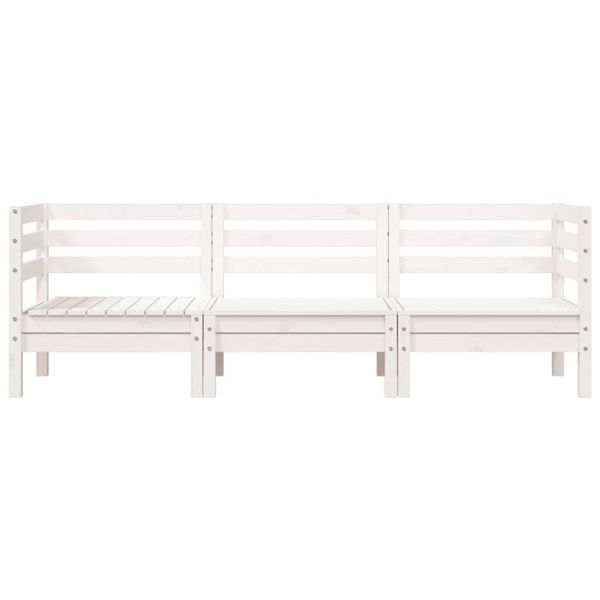 Градински диван, 3-местен, бял, бор масив