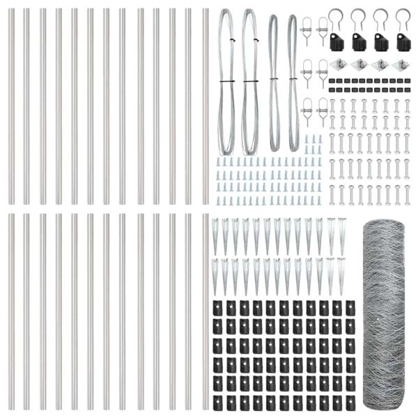 Стълб за ограда. Сребрист 50 x 1 м (36 мм мрежа) Стомана