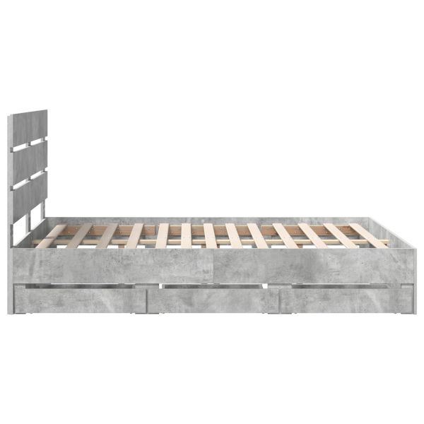Рамка за легло Циментено сиво 160 x 200 cm Инженерна дървесина