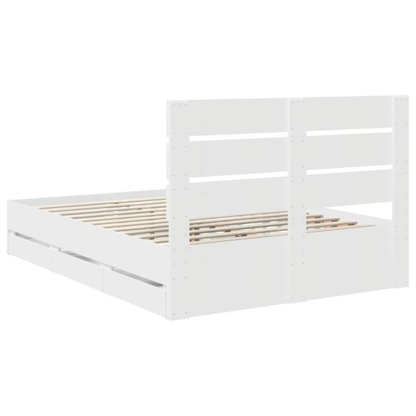 Рамка за легло с чекмедже Бяло 150 x 200 cm Инженерна дървесина