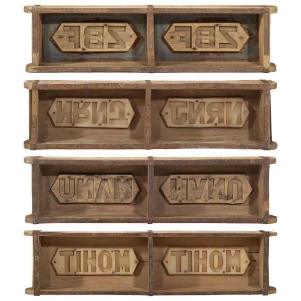 Поднос 4 pcs Кафяво 57 x 15 x 9 см Солидно възстановено дърво