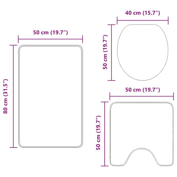 Комплект антислип килими за баня 3 pcs Сив ПП