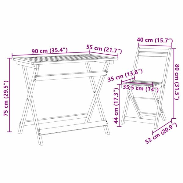 Бистро комплект 5 pcs Натурален маслен Солидно акациево дърво