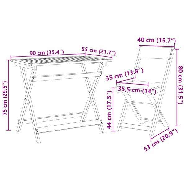 Бистро комплект 5 pcs Натурален маслен Солидно акациево дърво