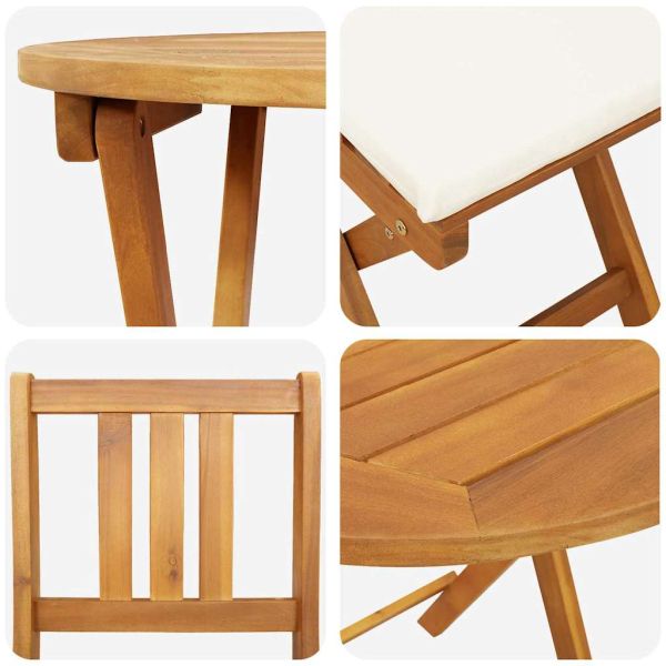 Бистро комплект 3 pcs Натурален маслен Солидно акациево дърво