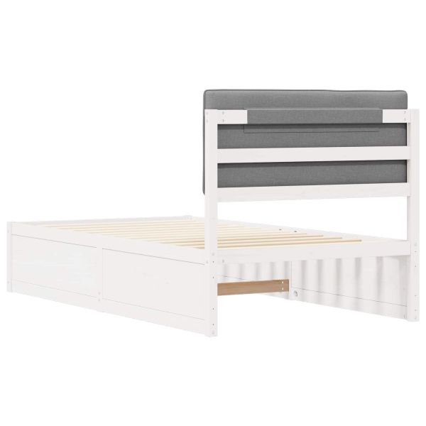 Леглова рамка с тапицирана гръбна част Светлосиво 100 x 200 cm