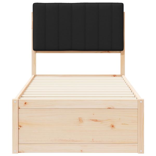 Леглова рамка с тапицирана гръбна част Черно 80 x 200 cm