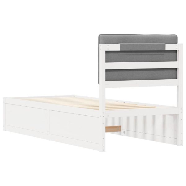 Леглова рамка с тапицирана гръбна част Светлосиво 80 x 200 cm