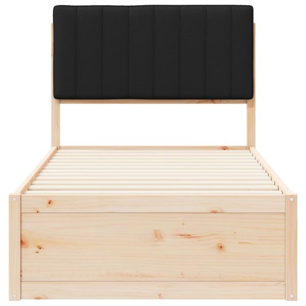 Леглова рамка с тапицирана гръбна част Черно 90 x 190 cm