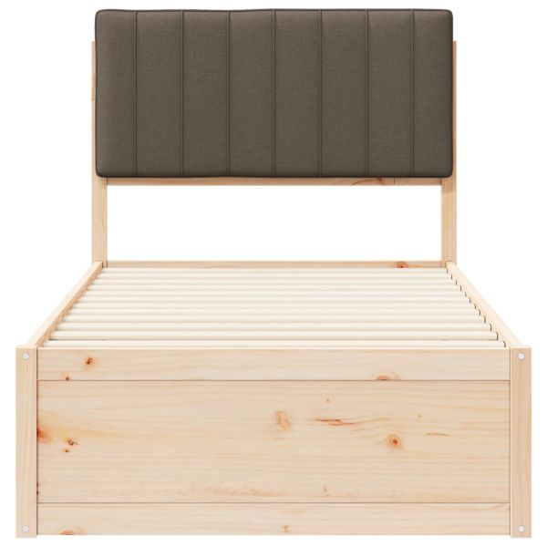 Леглова рамка с тапицирана гръбна част Таупе 90 x 190 cm
