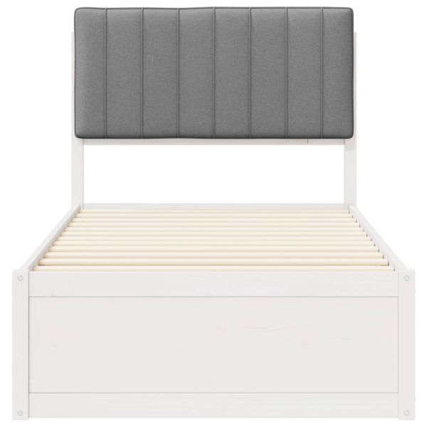 Леглова рамка с тапицирана гръбна част Светлосиво 90 x 190 cm