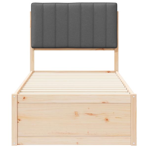 Леглова рамка с тапицирана гръбна част Тъмен сив 75 x 190 cm