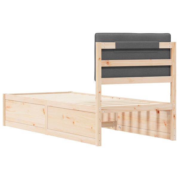 Леглова рамка с тапицирана гръбна част Тъмен сив 75 x 190 cm