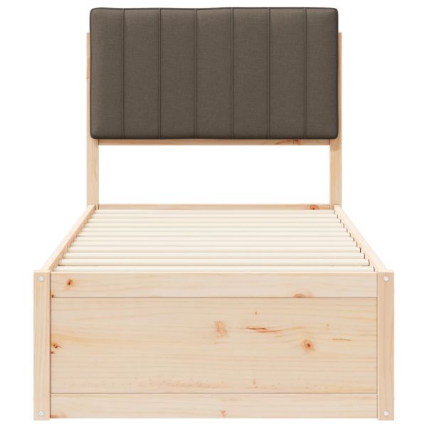 Леглова рамка с тапицирана гръбна част Таупе 75 x 190 cm