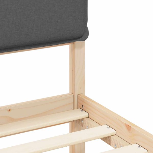 Леглова рамка с тапицирана гръбна част Тъмен сив 150 x 200 cm