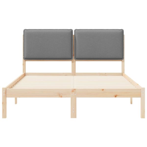 Леглова рамка с тапицирана гръбна част Светлосиво 140 x 200 cm