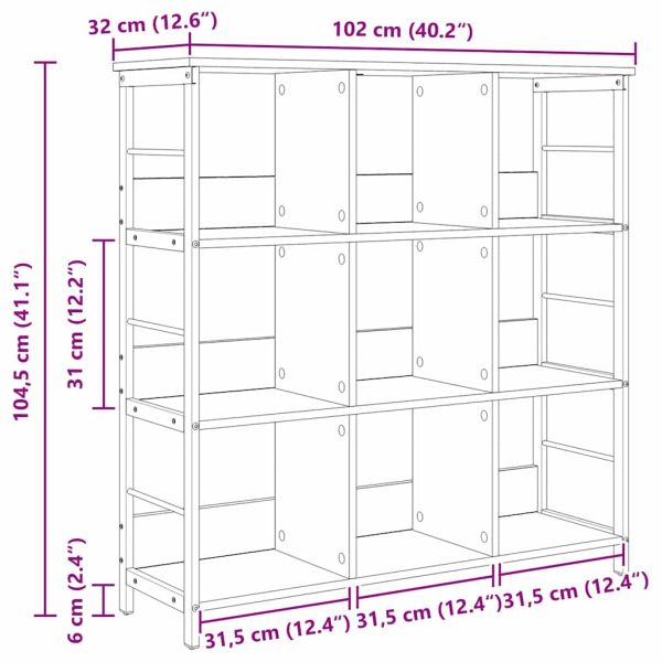 Рафт за книги Сонома дъб 102 x 32 x 104,5 см Инженерно дърво