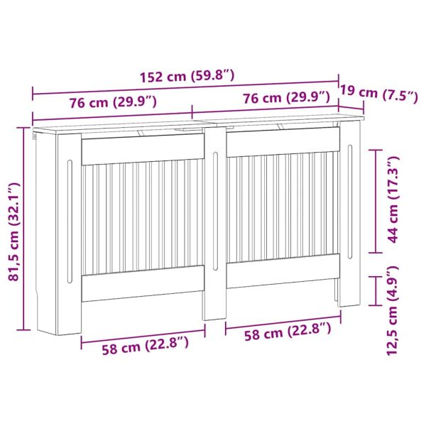 Калъф за радиатор Димян дъб 152 x 19 x 81,5 cm Инженерно дърво