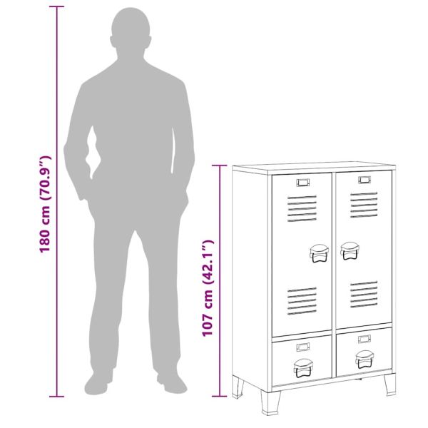Гардероб метален, индустриален стил, 67x35x107 см, черен