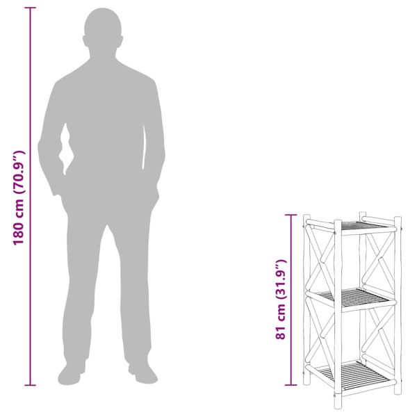 Бамбуков квадратен стелаж, 3 рафта