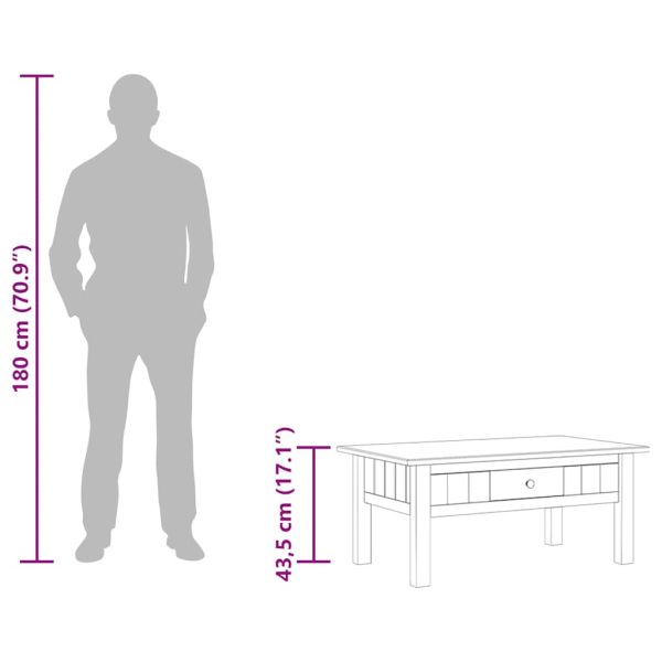 Кафе маса, 100x60x43,5 см, бор масив, Panama Range