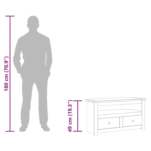 Ъглов ТВ шкаф, бял, 93x49x49 см, бор масив, Panama Range