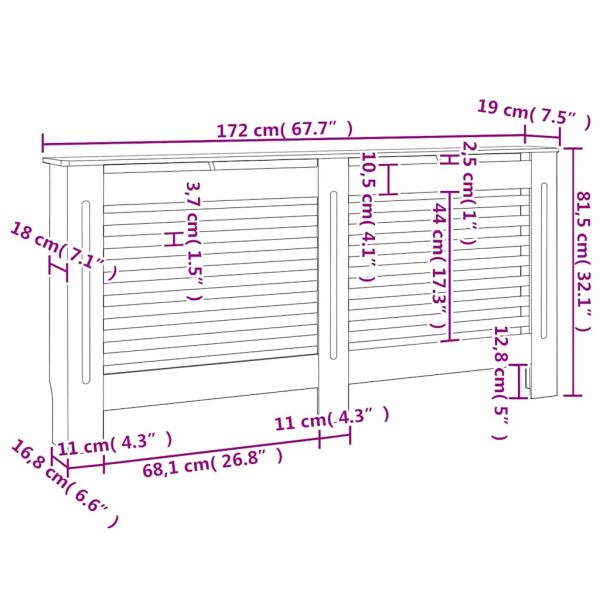 Паравани за радиатори, 2 бр, бели, 172x19x81,5 см, МДФ