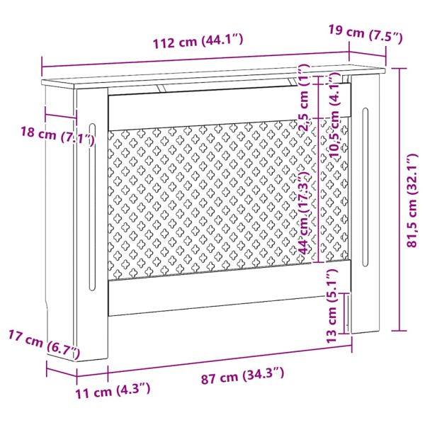 Паравани за радиатори, 2 бр, бели, 112x19x81,5 см, МДФ