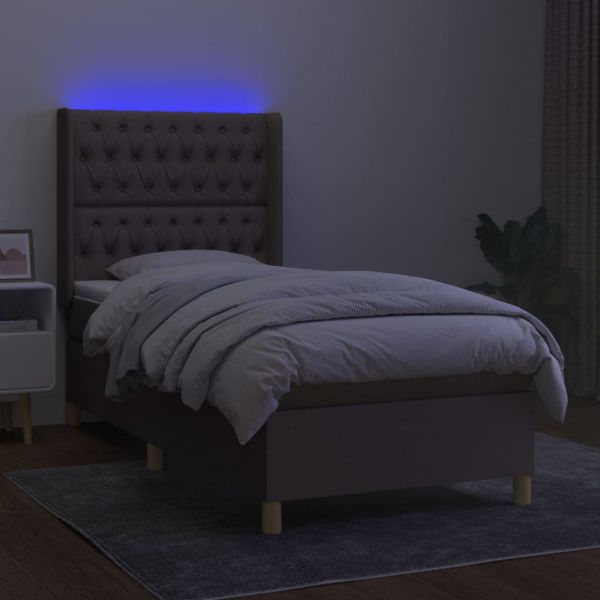 Боксспринг легло с матрак и LED, таупе, 80x200 см, плат