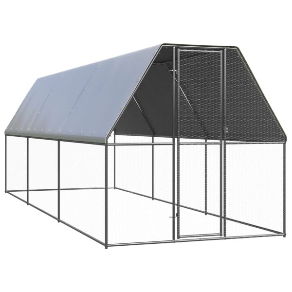 Външна клетка за пилета, 2x6x2 м, поцинкована стомана