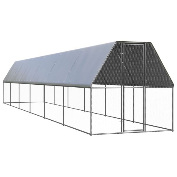 Външна клетка за пилета, 2x12x2 м, поцинкована стомана