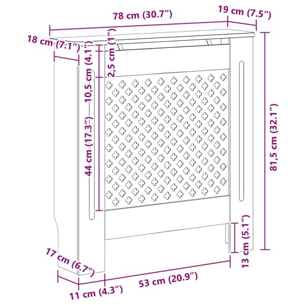 МДФ параван за радиатор, бял, 78 см